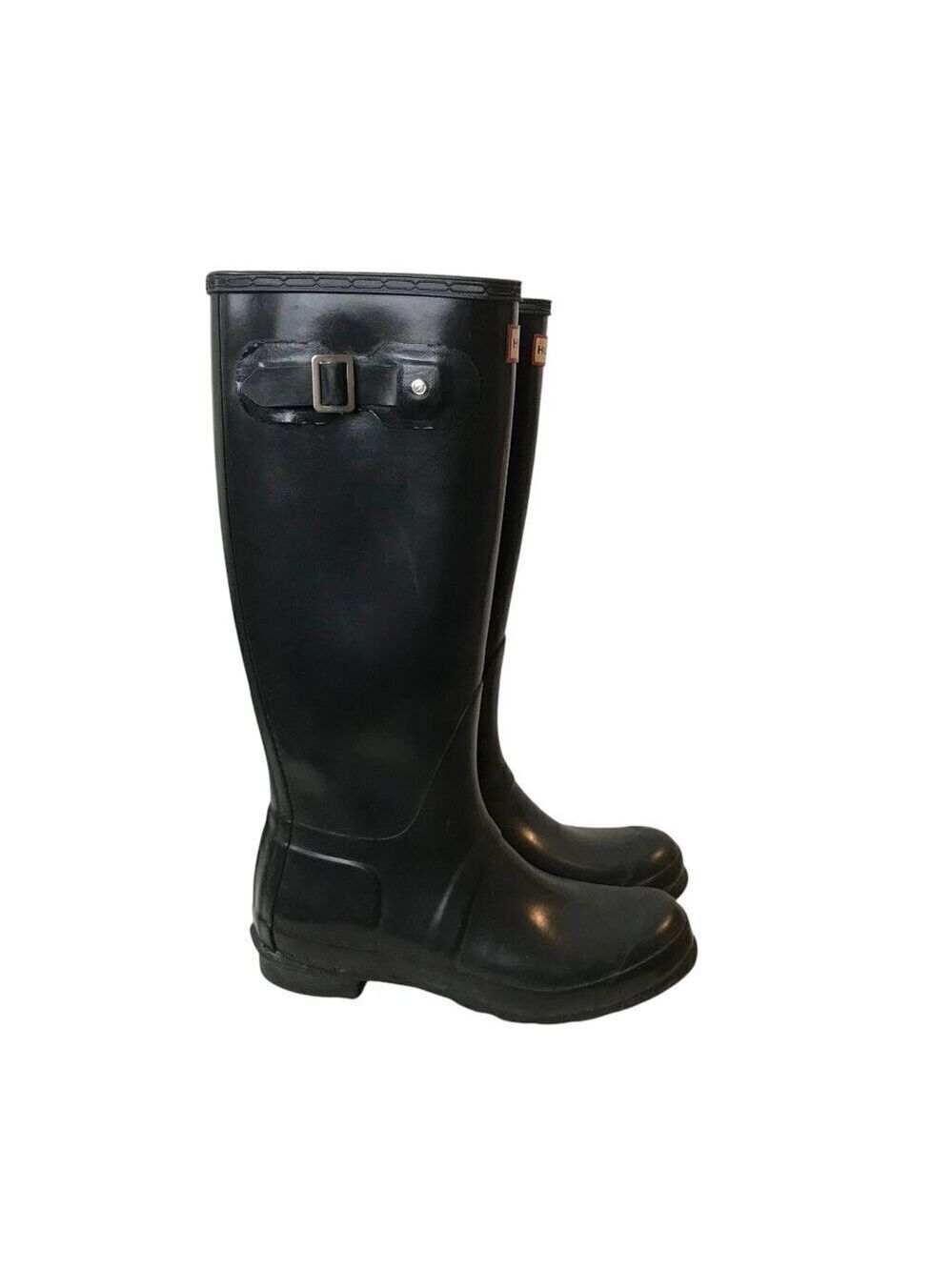 Hunter Black Original Gloss Tall Boots Size 7 - Picture 3 of 6